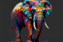 Geometric Pop Art Portrait Illustration, A Colorful Art Piece, Illustration With Vertebrate Elephant