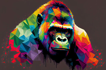 Canvas Print - gorilla monkey head with creative colorful abstract elements