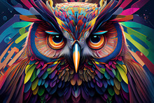 Colorful Owl With Style Pop Art