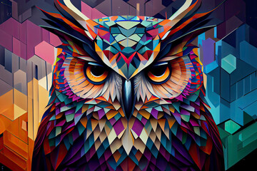 Wall Mural - colorful owl with style pop art