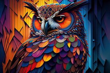 Wall Mural - colorful owl with style pop art