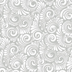 Floral curve elements vector seamless pattern