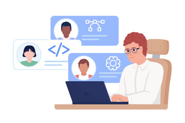 it company hr manager searching for developers semi flat color vector character. editable figure. ha