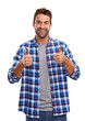© peopleimages.com - Studio portrait of a handsome man giving you thumbs up Isolated on a PNG background.
