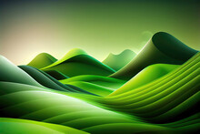 Modern Green Abstract Mountain Landscape As Wallpaper Background (Generative AI)
