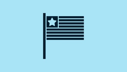 Sticker - Blue American flag icon isolated on blue background. Flag of USA. United States of America. 4K Video motion graphic animation