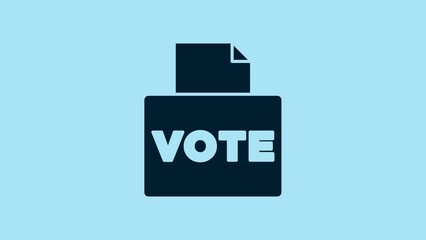 Sticker - Blue Vote box or ballot box with envelope icon isolated on blue background. 4K Video motion graphic animation