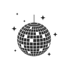 glittering disco ball icon. shining mirror sphere for nightclub party. dance music event discoball. 