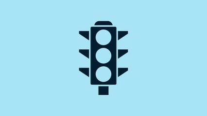 Poster - Blue Traffic light icon isolated on blue background. 4K Video motion graphic animation