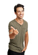 © peopleimages.com - A handsome young man pointing at you Isolated on a PNG background.