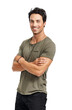 © peopleimages.com - A handsome young man standing with arms crossed Isolated on a PNG background.