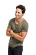 © peopleimages.com - A handsome young man standing with arms crossed Isolated on a PNG background.