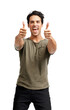 © peopleimages.com - A handsome young man giving you two thumbs up  Isolated on a PNG background.