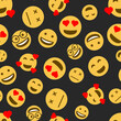© Adam - Seamless pattern with emojis on a black background