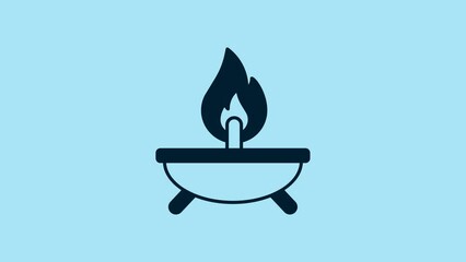 Sticker - Blue Aroma candle icon isolated on blue background. 4K Video motion graphic animation