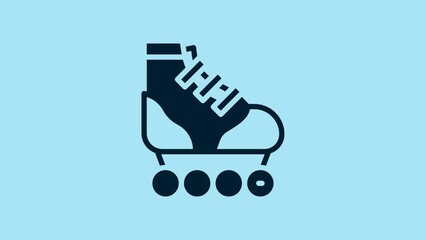 Sticker - Blue Roller skate icon isolated on blue background. 4K Video motion graphic animation