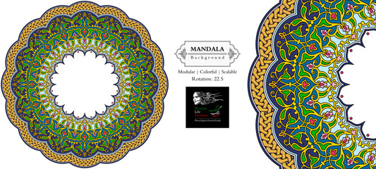 Mandala frame persian iranian arabic turkish islamic hindi indian tibetan traditional colorful vector modular pattern texture vintage ornate retro elegant ornamental borders frames floral tazhib 21