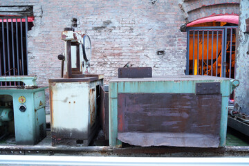 Wall Mural - Factory buildings and industrial equipment in the evening