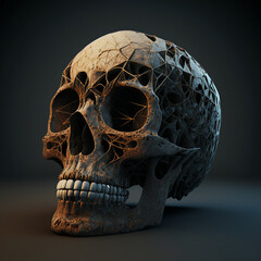 Wall Mural - Skull in dark background. Generative AI.