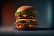 Leckerer Double Cheese Burger mit Käse und Fleisch, Food-Design (Generativ AI)