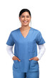 © peopleimages.com - Portrait of a young doctor standing with her hands tucked into her scrubs Isolated on a PNG background.