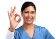 © peopleimages.com - Portrait of a young doctor showing the ok sign Isolated on a PNG background.