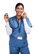 © peopleimages.com - Portrait of a young doctor using a stethoscope Isolated on a PNG background.