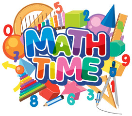 Wall Mural - Math time text banner with math element