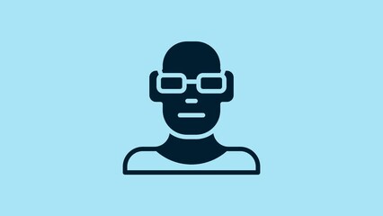 Sticker - Blue Poor eyesight and corrected vision with optical glasses icon isolated on blue background. 4K Video motion graphic animation