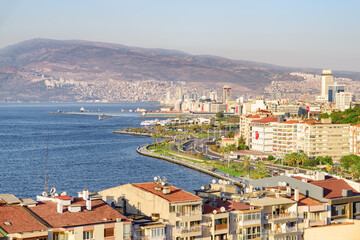 Wall Mural - Awesome aerial view of scenic coastline of Izmir, Turkey