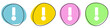 Banner mit 4 bunten Buttons: Warnung, Fehler oder Hinweis