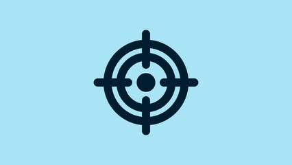 Poster - Blue Target financial goal concept icon isolated on blue background. Symbolic goals achievement, success. 4K Video motion graphic animation