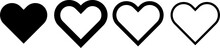 Black Heart Vector Icons Set On Transparent Background. Big Set Of Hearts. PNG Image