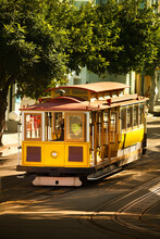 Trolley Car On The Street In USA California San Francisco.