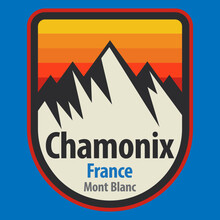 Abstract Stamp Or Emblem With The Name Of Chamonix, France, Vector Illustration
