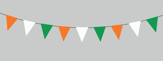 st patricks day, ireland, bunting garland, green, white and orange, string of triangular flags, penn