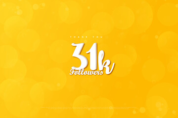 31k followers on yellow background.