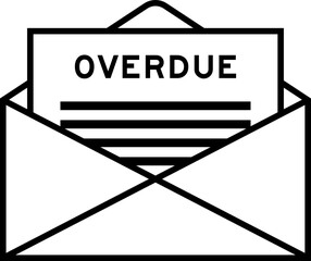 Sticker - Envelope and letter sign with word overdue as the headline