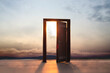 surreal open door to the world, abstract concept