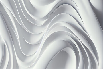 Wall Mural - Wavy white fluid texture, soft silk material bright background illustration, generative ai