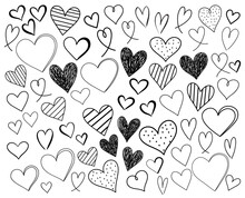 Hand Drawn Vector Heart Doodles Shape Elements Heart Texture Pattern Design Background