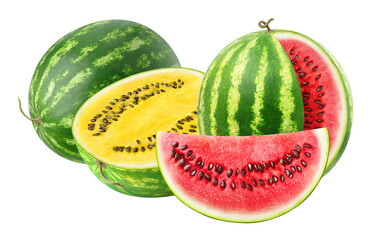 Wall Mural - red and yellow watermelon varieties cut out