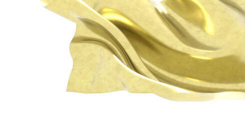 Wall Mural - Flying gold cloth isolated on white background 3D render
