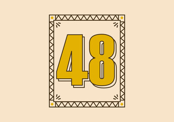 Wall Mural - Vintage rectangle frame with number 48 on it