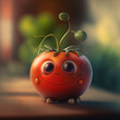 The lovely character of a cute tomato. Generative AI