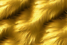 Golden Fur Texture Background. Shiny Gold Fur Pattern Created With Generative AI Technology