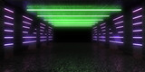 Fototapeta Przestrzenne - 3D abstract background with neon lights. neon tunnel  .space construction . .3d illustration