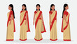 Indian woman with saree character set