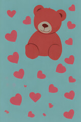 Wall Mural - Valentine Day Teddy Bear. Generative AI