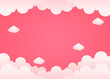 pink background with clouds illustration for valentines day celebration and greeting card